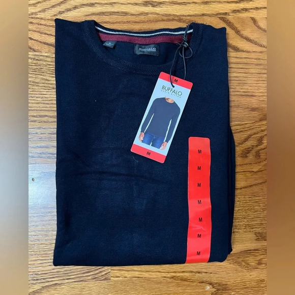 NEW Buffalo David Bitton Crewneck Sweater Medium - Navy Blue - Picture 2 of 5